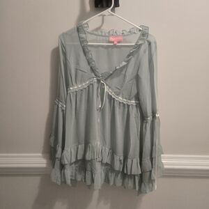 Sugar Thrillz Sage Green Ruffled Dress NO SLIP Size XS